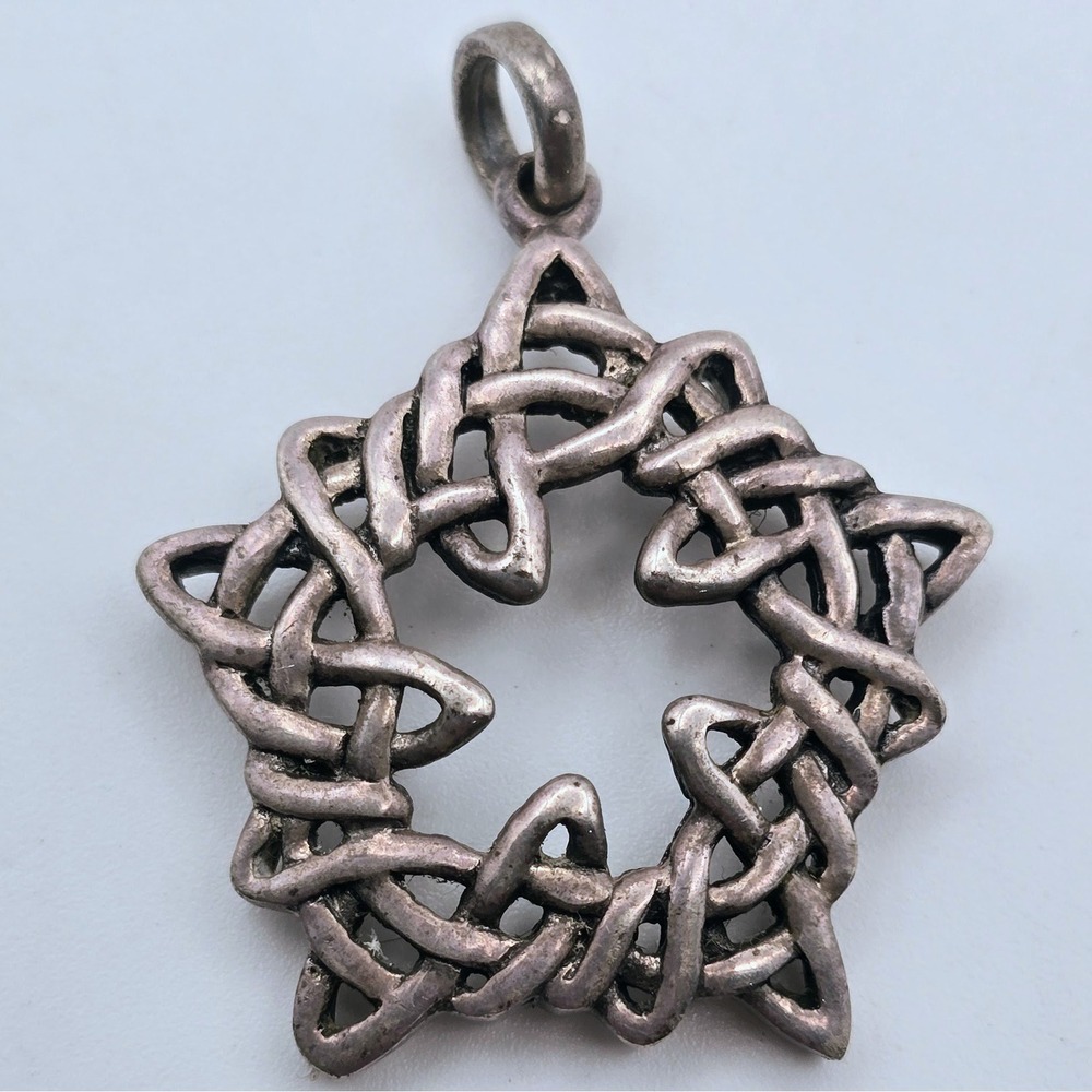 Celtic Knot Sterling Silver 925 Star Pendant Oxidized Pentagram Charm Necklace